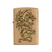 Zippo Dragon Design Brushed Brass Collectible Windproof Refillable Lighter
