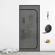 DOOREASY Cat Resistant Mesh Screen to Stop Cats Running Out, Thickened Easy Install Pet Screen Door with Zipper Closure for Doorways, Bedroom, Kitchen, Patio (Fits Doors Up to 36"x80")