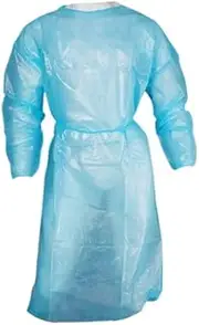 PP/PE Clinical Disposable Blue Isolation Gowns Knitted Cuff Level 3 Fluid Resistant Non Sterile, Medical, Cleaning, Asbestos, Industrial - (Pack of 10)