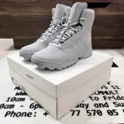 Y-3 GSG9 fringed leather High Top Sneakers - Clear Onix/ Carbon Grey Colorway