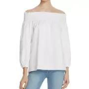 THEORY Women's Izalvan Off-the-shoulder Peasant Blouse Shirt Top TEDO