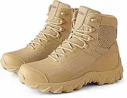 [CLSQLXYJZC] Casual Outdoor Hiking Shoes, Spring and Autumn High Top Waterproof Zipper Tactical Boots for Men, for Men's Field Training Tactical Camping Training Boots