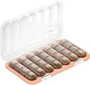 Weekly Pill Organizer 7-Day Portable Mini Medicine Box with Large Capacity Compartments - Travel Size Medication Container for Vitamins, Pills & Supplements(28 grids-Brown)