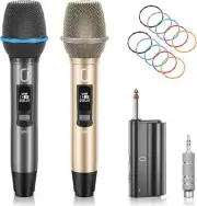 U60 Wireless Microphones, Dual UHF Microphone System with Rechargeable Receiv...