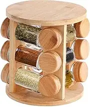 Wooden Seasoning Rack | Kitchen Sugar Jar Storage,Rotating Salt Container Storage Shelf for Pepper Jars, Condiment Box Rack