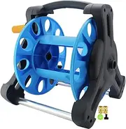 Garden Hose Reel Cart with Hose,Garden Grass Wateirrigation Hose Truck, Outdoor Portable Pet Cleaning Hose Storage Rack, Water Pipe + Water Gun/Blue/Hose Reel+Dn15*2