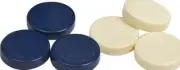URIA STONE BACKGAMMON CHECKERS 1-1/4" DIAMETER COLORS IVORY & BLUE