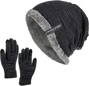 [Generic] Scarf Hat Gloves for Girls And Winter Solid Color Wool Hat Thickened Warm Ear Cold Knitted Hat Glove Two Set Scarf Gloves Hat Set for Teen Girls