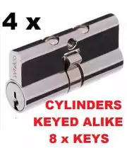 4 x Security Screen door cylinder Whitco 5 Pin Cylinder 8 x Keys key alike