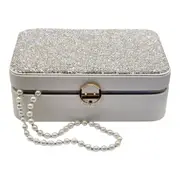Rounded Rectangle Jewellery Box & Sparkling Glass Crystal Diamantes on Lid