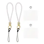 2 Pcs Phone Lanyard, Nylon Detachable Wrist Strap with Phone Patches, White