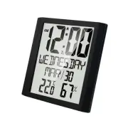 Digital Wall Clock with Temperature Humidity DateWeek Display Sleek Design