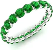 [Diamondere] 14k white-gold round-shape green emerald