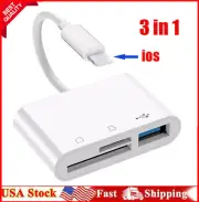 2023 3 in 1 USB SD TF Card Reader Camera Adapter For iPhone 14 13 12 11 iPod