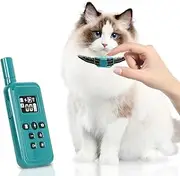 Cat Training Collar Smallest Cat Shock Collar with Remote 2000ft Range Electric Cats Bark Collar with Shock, Vibration, Beep 3 Modes to Stop Meowing, Waterproof, Rechargeable,Blue