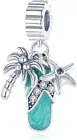Genuine Sterling Silver 925 Flip Flop Charm Sandal Shoe Palm Tree Star Fish Bead