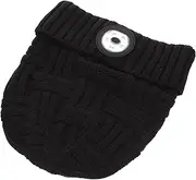 [ANDRESLAD] 1Set Detachable Knitted Hat with LED Light Warm Beanie for Outdoor Night Running and Cycling Unisex Cap Black