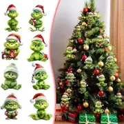 Christmas Grinch Pendants Advent Calendar 8Pcs Acrylic Tree Hanging Decor Party Gift Festive Ornament Xmas Decortions