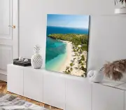 Vega Alta Beach & Palm Trees Puerto Rico Stretched Canvas 40x50cm Print