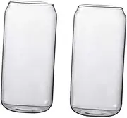 Zerodeko 2Pcs Creative Can Cups Transparent Drinking Glasses for Milk Beverages Heat Resistant Glassware Unique Design for Home