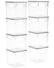 Sorbus Pack of 8 Medium Plastic Storage Bins with Lids