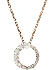 [Swarovski] Matrix Pendant Crystal Pearl Round Cut Plated in Rose Gold-Tone