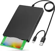 YEY External USB 3.5-inch USB Floppy Disk Reader 1.44 MB FDD Portable Floppy Disk for PC Laptops Windows/XP/7/8/10/11 Plug and Play (Black)