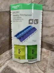 Equate AM/PM Weekly Pill Planner Large Capacity 14 Compart, Easy Open Lids,New