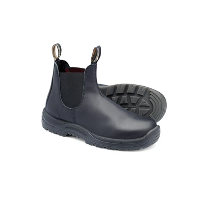 179-100 Steel Toe Slip-On Elastic Side Boots w/ Kick Guard, Black, AU size 10,