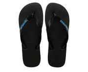 Havaianas Mens Logo Filete Flip Flops Summer Sea Pool Beach Comfortable Sandals - Black/Turquoise 7661