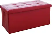 Upholstered Cube Pouf Storage Ottoman,pouffe Footstool Collapsible Foldable Fabric Leather Coffee Table Bench-red 76x38x38cm(30x15x15)
