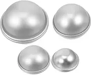 GLSTOY 4 Pairs Bath Salt Ball DIY Bath Ball Kit Soap for Soap Making Ball Cake Small Cake Tin Bath Ball Maker Cake for Baking Sphere Cake Mould Aluminum Alloy Silver
