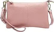 [Beurlike] Womens Leather Clutch Purse Wallet Small Crossbody Bag with Wristlet