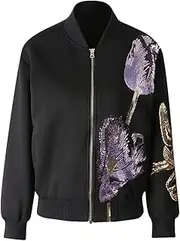 [Generic] Women's And Winter Stand Collar Long-Sleeved Sequins Design And Elegant Jacket