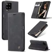 CaseMe Samsung Galaxy A12 Classic PU Leather Folio Case Cover A125 [Black]