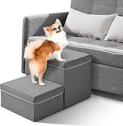 Pet Stairs for Dogs and Cats, 2 Steps Dog Stairs, Non-Slip Dog Stairs for Small Dogs, Foldable with Storage Space for Dogs, Cats, Dogs