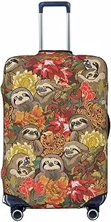 [CADREWY] Funny Sloths Print Travel Suitcase Cover Luggage Protector with Elastic Anti Scratch for Carry On, Black, X-Large