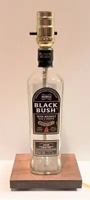 Black Bush Irish Whiskey Bottle Bar TABLE LAMP Lounge Light with Wood Base