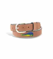 Zep Pro Leather Embroidered Mahi Mahi Bull Dolphin Belt