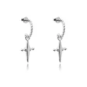 Culturesse Lyre 28mm Rhodium Plating Cross Drop Dainty Earrings Sterling Silver