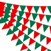6 Pcs Pennant Banner Flag, 9.84 Ft Triangle Bunting Flag Red Green