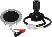 MZBZUTEDEE Motorcycle Ignition Key Switch Fuel Gas Cap Seat Lock Kit Fit for Kawasaki EX650 Ninja 650 EX400 Ninja 400R OEM:51049-0714 Parts