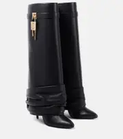 [Givenchy] Givenchy Shark Lock Stiletto leather knee-high boots AU 5 black