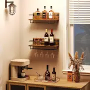 Wall Mounted Wine Rack 2 Pack, Wine Shelf Hanging Floating Wall Shelves