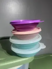 NEW Tupperware Impressions Jr Cereal Bowls With Seals 1 Cup each