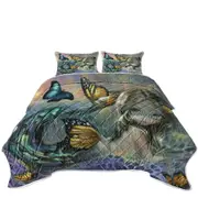 Mermaid and Butterflies Fantasy Painting Sea Monarch Coverlet
