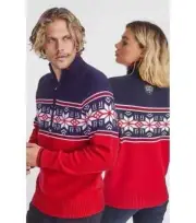 Alp N Rock Tormund Sweater Unisex Small Red Blue Fair Isle 1/2 Zip Pullover NWT