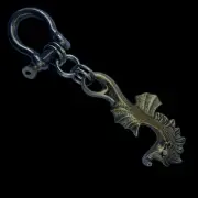 Heavy Brass 4.5” Sea Horse Bottle Opener Keychain Drunken X Eyes Signed HR