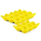 Ceramic Egg Tray 12 + 6 Cups Egg Holder Container for Refrigerator (Yellow)