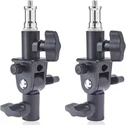 WELLMAKING 2PCS U Shape Tilt Adapter Swivel Mount Umbrella Holder Light Stand with Standard 1/4 to 3/8 inch Metal Male Screw Adapter Spigot Stud for Studio Light Stand, Hotshoe/Coldshoe Adapter